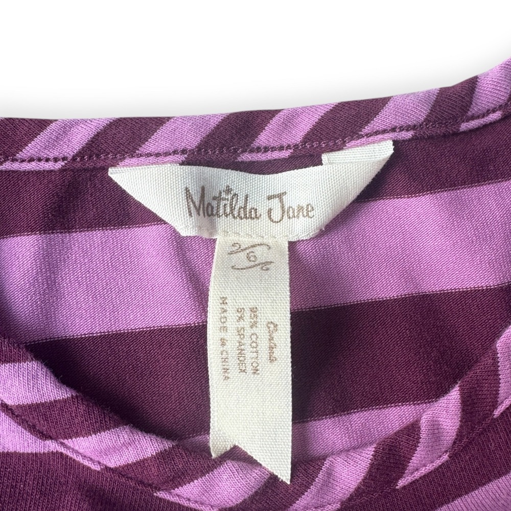 Matilda Jane Girls Long Sleeve Striped Floral Ruffled Dress Size 6 - Picture 5 of 5